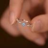 Blue Snowflake Ring Female Simple Niche Design Index Finger Opening Adjustment Ring Jewelry