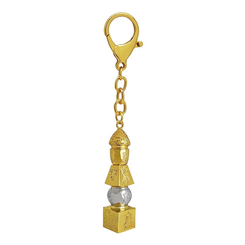 [YISHUI] (Isui) feng shui 3 colors 5 elements Five elements pagoda key ring Five Yellow Pagoda decoration energy amulet Good luck goods relationship