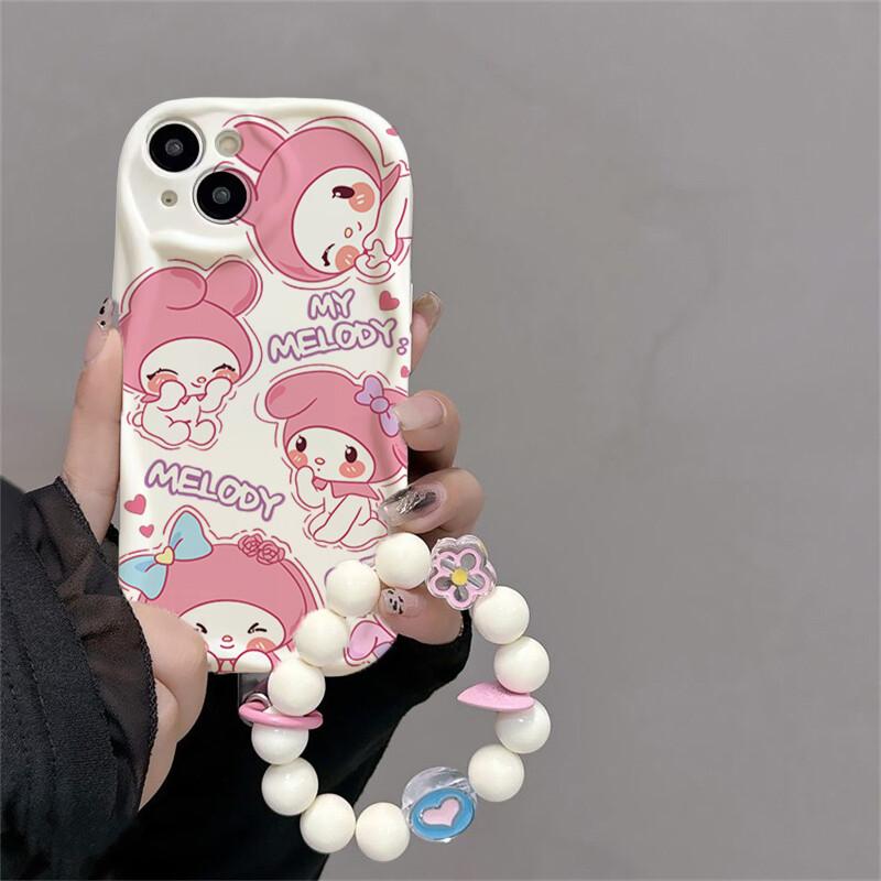Hello Kitty Kuromi Phone Holder Chain Case For Xiaomi Redmi Note 15 5G 15C 15 14C 13C Note 14 13 12 Pro Plus 5G Pochacco Casing