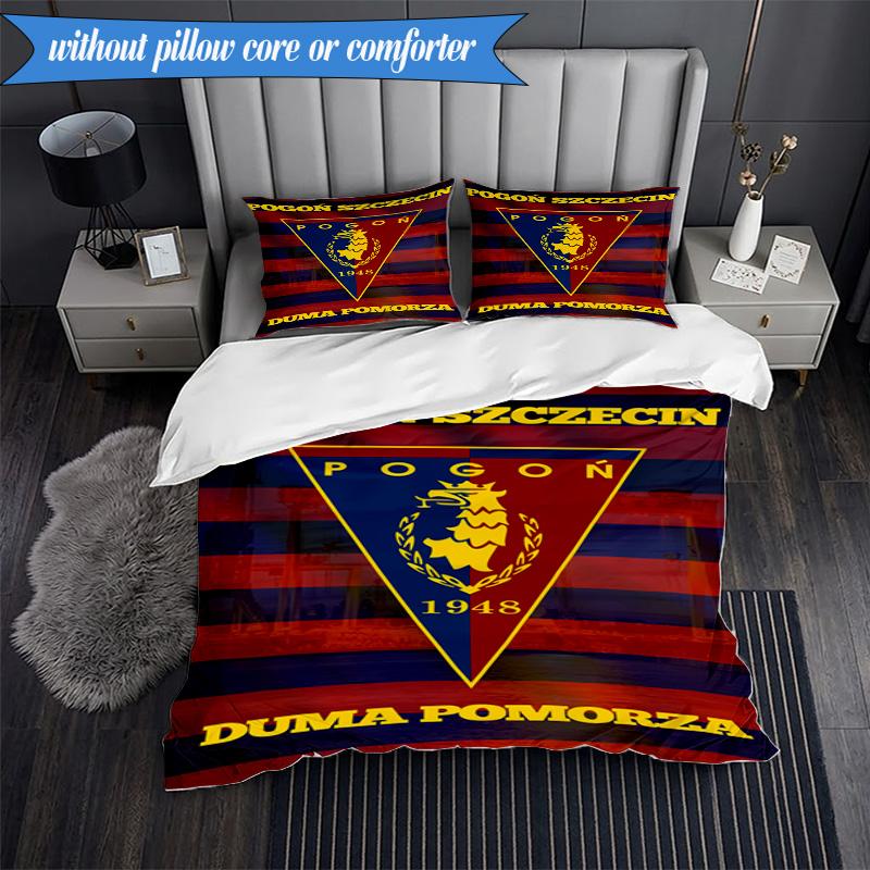 3PCS Pogoń Football Crest Bedding Set 2D Printing (Includes 1 Duvet Cover + 2 Pillowcases Coreless), Bedroom decor,Fan gift