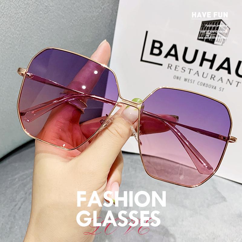 

Модные женские солнцезащитные очки без оправы, для похудения - Защита от УФ-лучей, Антибликовые, Дизайн для большого лица Rose Gold Frame with Gray and Pink Lens