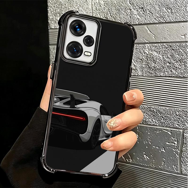 Black White Sports Cars Aesthetics Plating Phone Case For Xiaomi Redmi Note 14 15 Pro Plus 13 12 11 11S 11T 10 9S 9 5G Anti-Fall