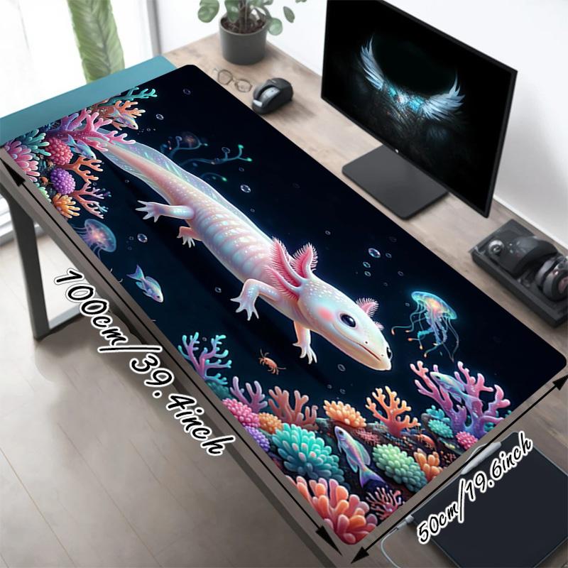 Axolotl Ocean Xl Gaming Mouse Pad Nonslip Rubber Base Stitched Edge Waterproof Desk Mat For Pc Laptop Gamer Office Computer Accessories C92728