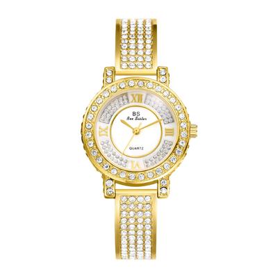Sparkling Gold Diamond Cute and Stylish Roman Numeral Analog Display Waterproof Quartz Watch Gold Fashion Watch for Women Perfect Gift for Day Women's