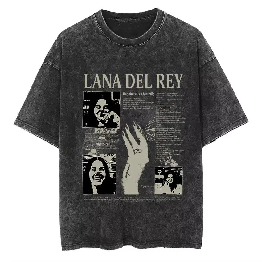

Famous Singer Vintage Washed Lana Del Rey Sailing Retro Style Short Sleeve TShirt Men Women Hip Hop Oversized Tees Streetwear S