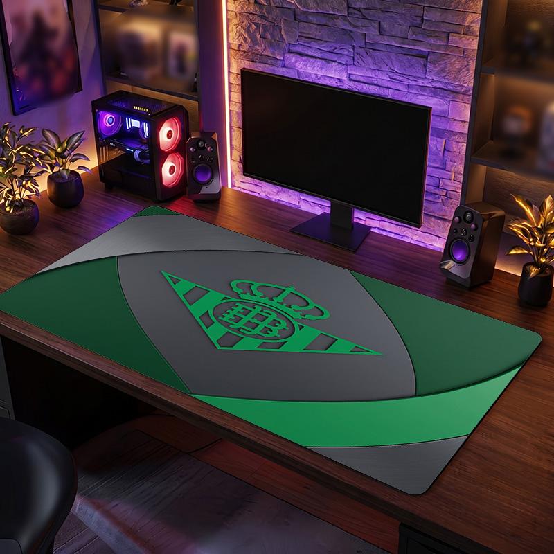 Real Betis Football Print Large Mouse Pad, Anti-Slip Extended Gaming Desk Mat for Office Home