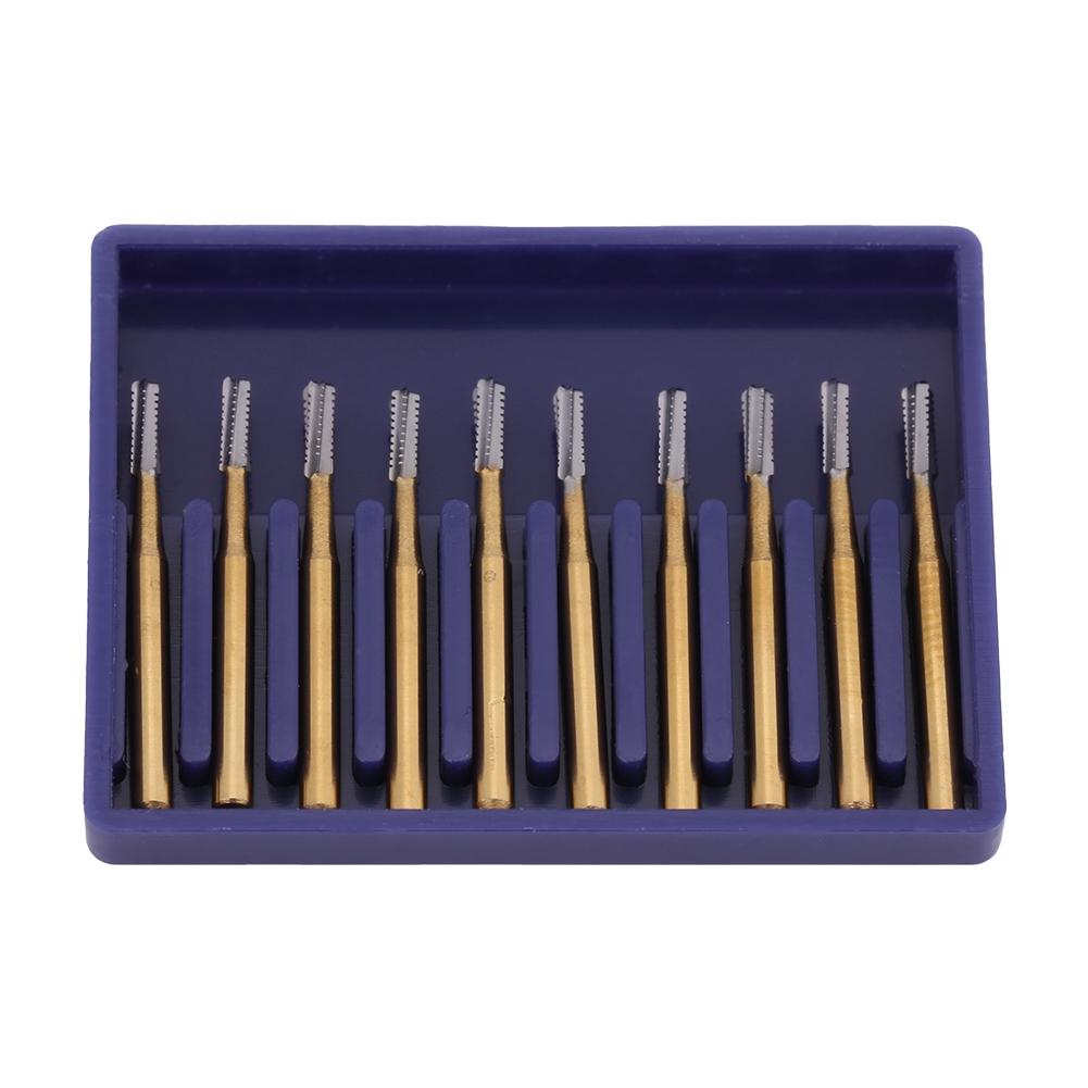 10pcs FG 1958 Tungsten Steel Dental Crown High Speed Cutting Burs (Gold)