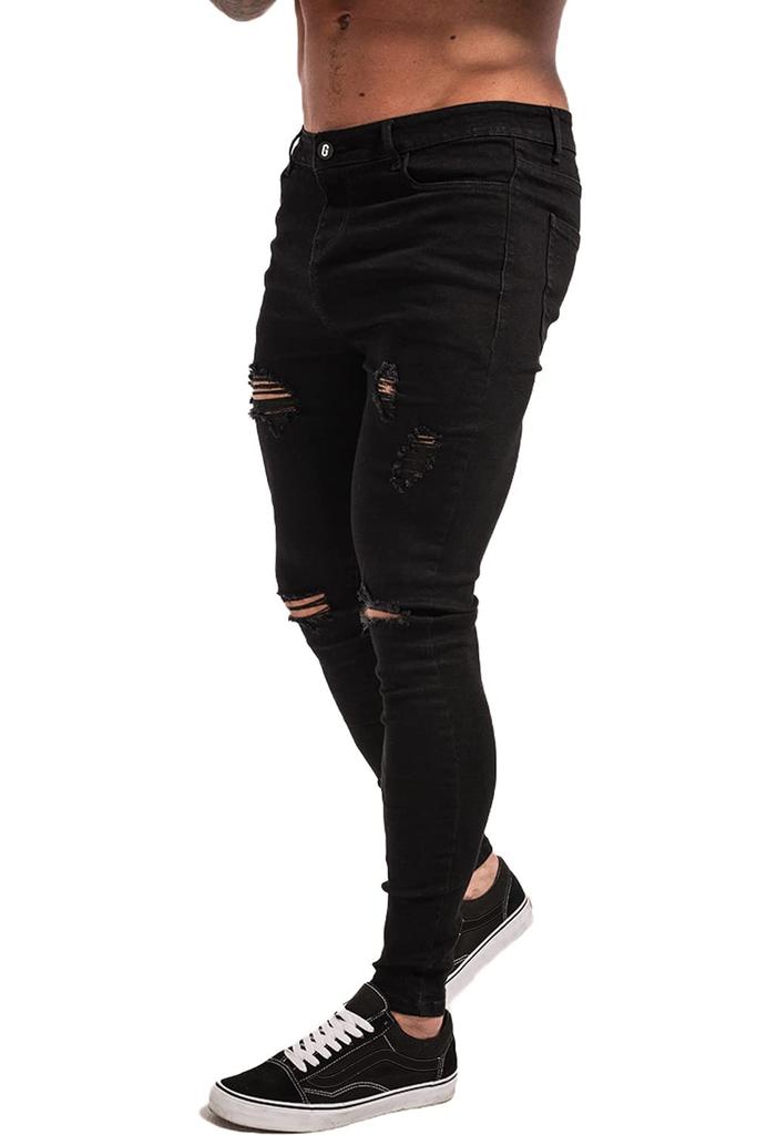 GINGTTO Distressed Stretch Denim Pants Men's Jeans,