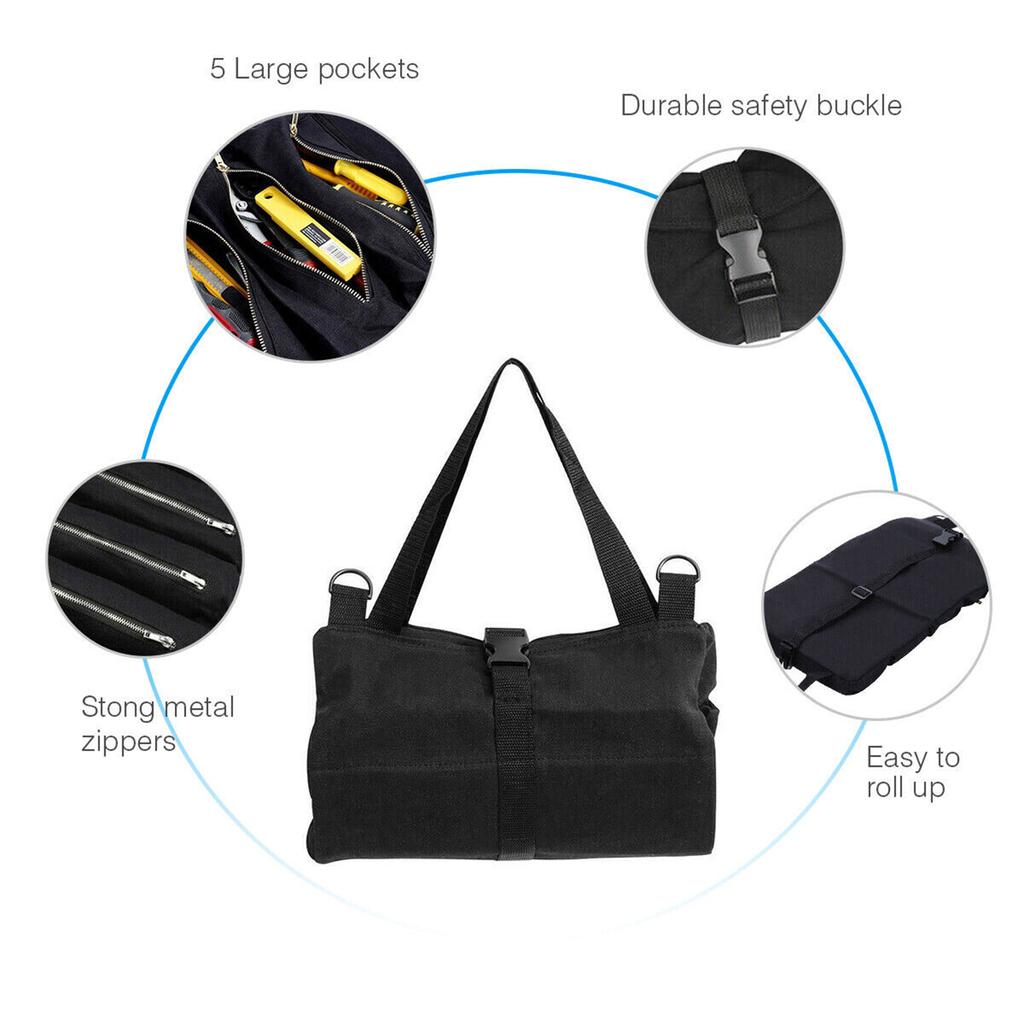 Roll Up Tool Bag Multi-pocket Design Multi-purpose Hanging Carrier Pouch For Screwdrivers Sockets Wench
