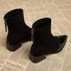 Fashion 2025autumn Simple Versatile Womens Shoes High Quality Ladies Sexy Pointed Toe Comfortable Mid-heel Zipper Short Boots Large Size