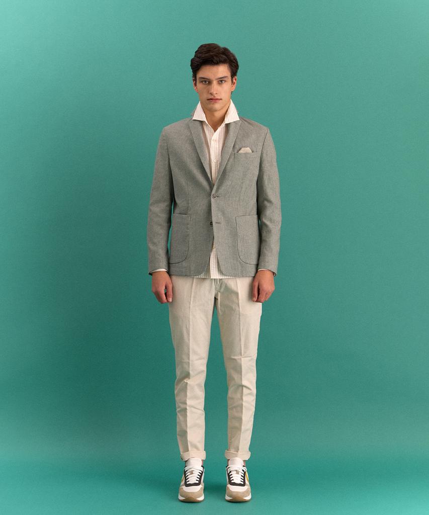 PANICALE Beige Cotton Linen Elastic Pants