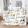 1pc Construction Vehicle Print Blanket Flannel Material Throw Suitable for Sofa Camping And Travel Office Air Conditioning Blanket