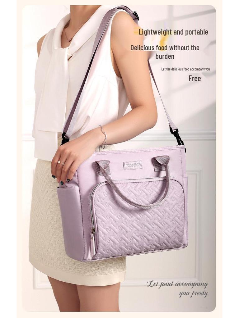 Large Capacity Insulated Lunch Bag with Crossbody Strap