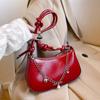 Classic Half Moon Underarm Bag Elegant Y2K Shoulder Bag Casual Silver Tote Bag  Shopping