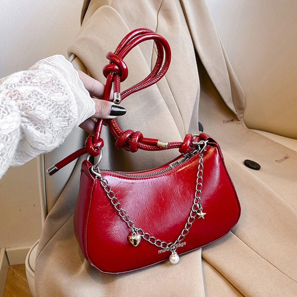 Classic Half Moon Underarm Bag Elegant Y2K Shoulder Bag Casual Silver Tote Bag Shopping