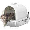 Cat Litter Box, Stainless Steel, Cover, Deodorizing Bag, Scoop, 52.4 X 41.3 X 39.9 Cm, White