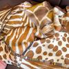 2023 Luxury Leopard Print Silk Square Scarf Women Soft Satin Hairbands Neckerchief Head Hijab Headband Foulard Bag Ribbon Office