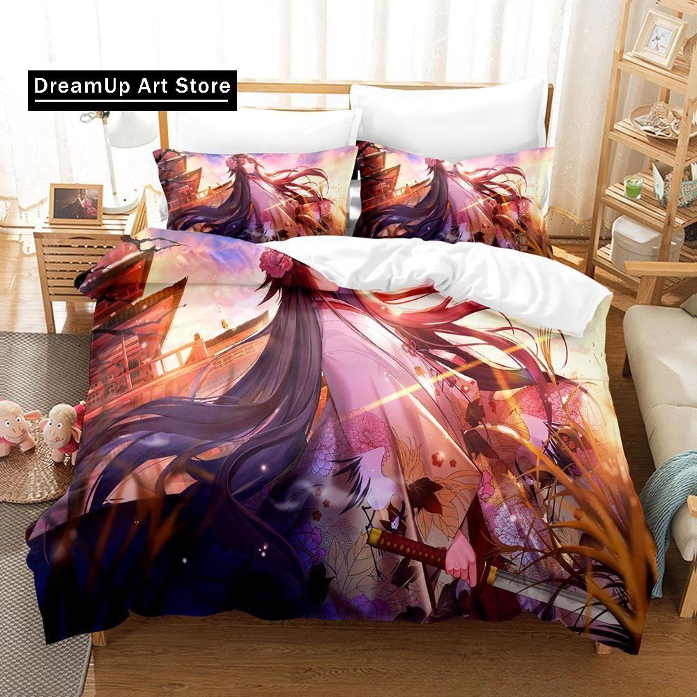 Set de lenjerie de pat cu imprimare 3D Anime Boundary of Emptiness Ryougi Shiki Băieți Fete Twin Queen Full Size Husă de pilota Față de pernă Set de pat Adu