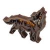 Wolf Refined Details Wooden Statue Good Decoration Hollowed Multilayer Wolf Figurine With String