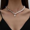 High sense elegant irregular CCB geometric love pendant necklace broken silver Choker party jewelry women