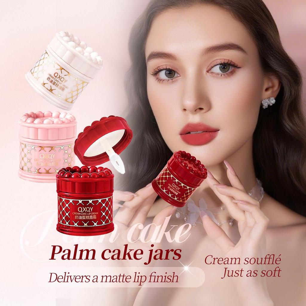 QXQY Cremiger Kuchen Lippencreme Samtmatt Einfach aufzutragen Make-up Farbhaltender Lippenstift Für Anfänger