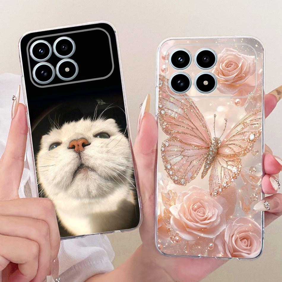 For Xiaomi Poco F8 Pro 2025 Cute Flower Butterfly Cat Painted Case For Poco F8Pro 5G Soft Silicone TPU Phone Cases