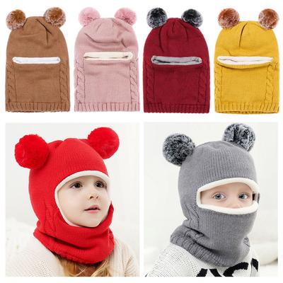 Toddler Boys Girls Cute Earflap Baby Winter Hat Kids Knitted Cap Infant Bonnet Cotton Hood Scarf
