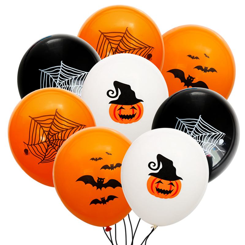12pcs Halloween Ghost Balloons Spider Witch Bat Pumpkin Skeleton Horror Happy Halloween Party Decoration Carnival Party Supply