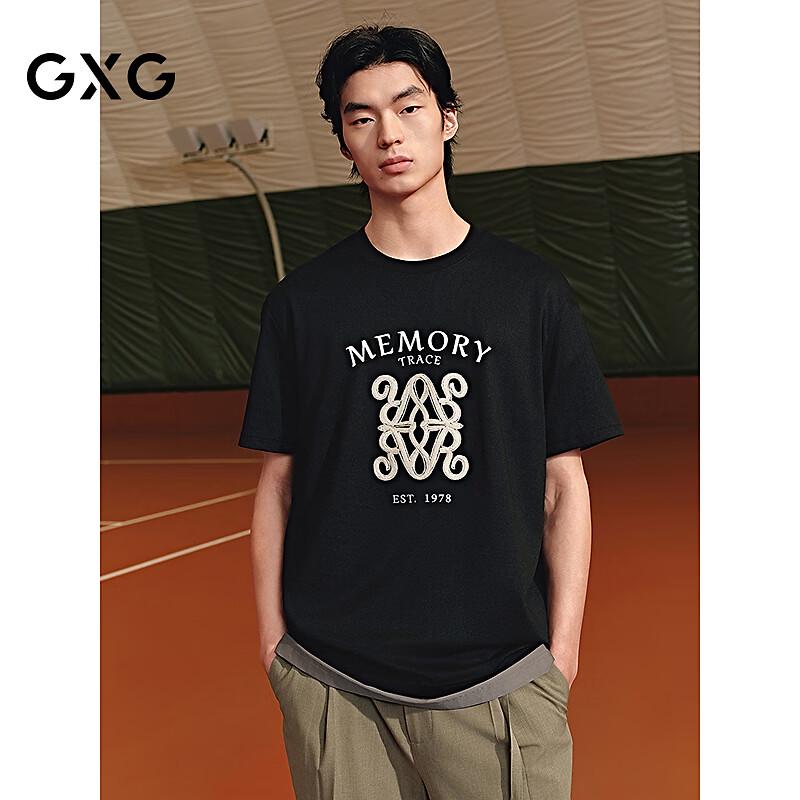 GXG Men s Embroidered Knit Round Neck T-Shirt 190XXXL