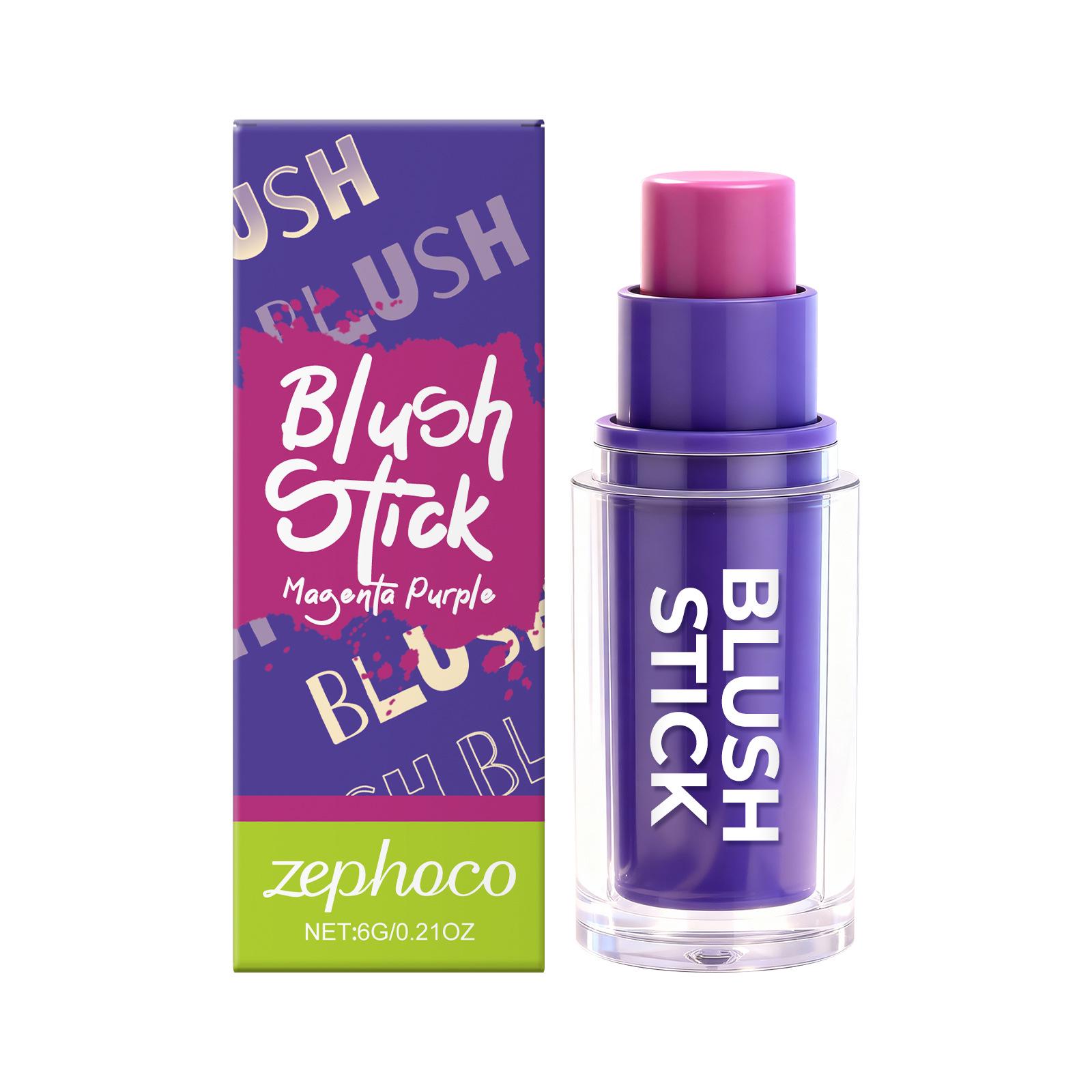 Zephoco Rose Purple Silky Blush Stick - Long-Lasting Moisturizing Face Makeup Contour