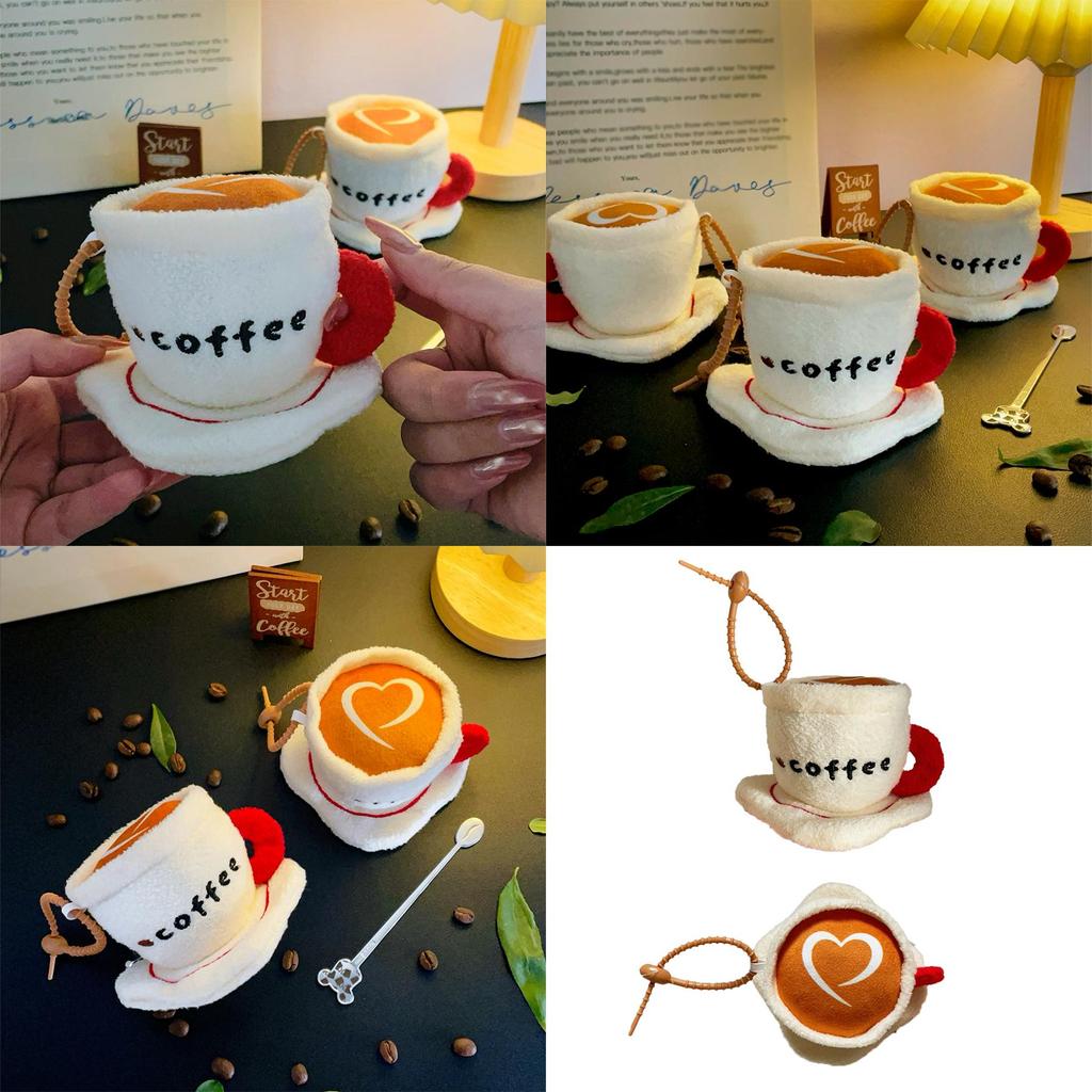Adorable Short Plush Coffee Cup Plushie For Party Gifts And Bag Decorations