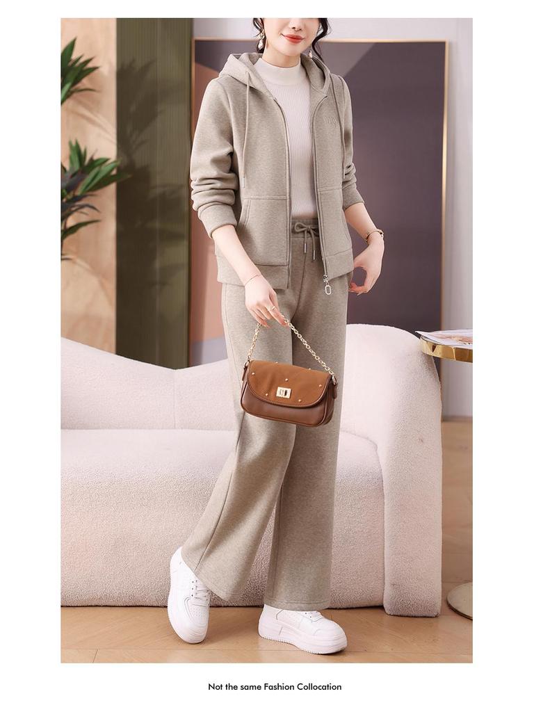 Brand Autumn/Winter Women's Plus Velvet Fashionable Hoodie Two-Piece Sportswear Suit