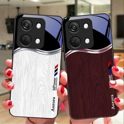 Fortschrittliche Holzmaserung Für OnePlus Nord 3 5 6T 7 Pro 8 12 10T Reno8 Lite 5G 10R Nord N30 Hartschale Gehärtetes Glas Handyhülle Schwarz