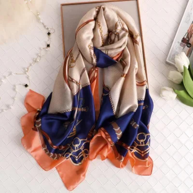 Marque de Luxe Pashmina Bandana Étoles de Plage Hijab Étés Femmes Écharpes Douces Longues Imprimées Écharpes en Soie Châle et Écharpe pour Dame