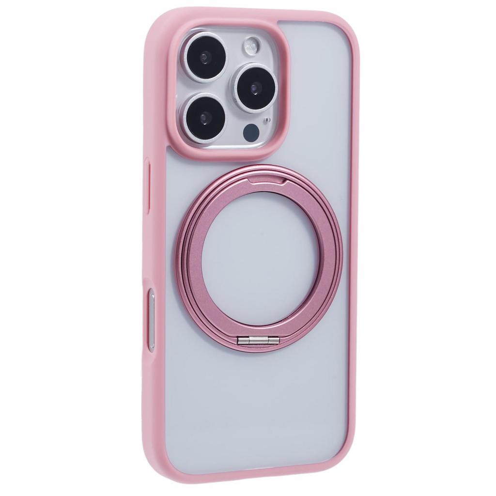 For iPhone 16 Pro Case PC+TPU Phone Cover Rotation Ring Holder Kickstand