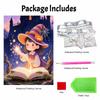 Pearl Painting DIY Kit Frameless Halloween Little Witch Pattern Shiny Bead Art Canvas Creative Wall Decor Holiday Gift Craft
