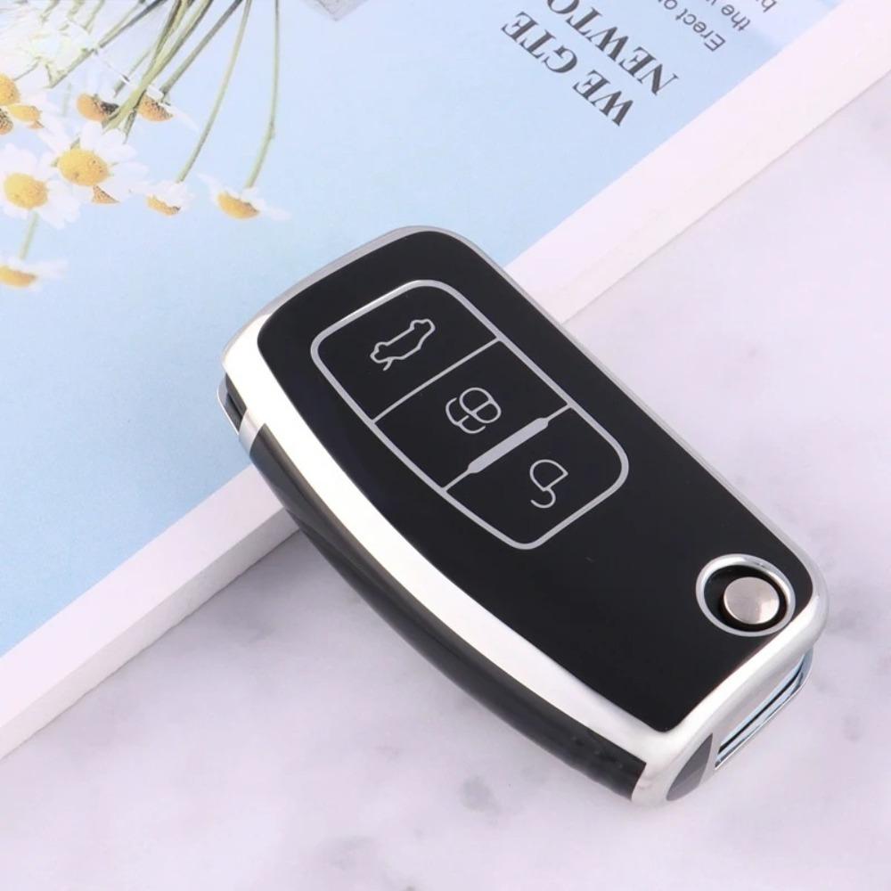 For Ford Focus 2 MK2 Fiesta Mondeo Galaxy Falcon Territory Ecosport Car TPU Folding Key Cover Bag Shell Case Keychain Protector