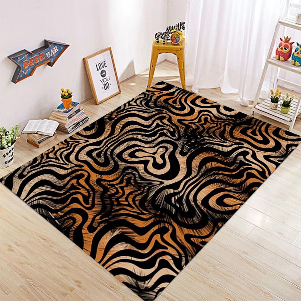 Animal Skin Texture Pattern Floor Mat Living Room Anti Slip Washable Carpet Sofa Coffee Table Feather Bedroom Floor Carpet