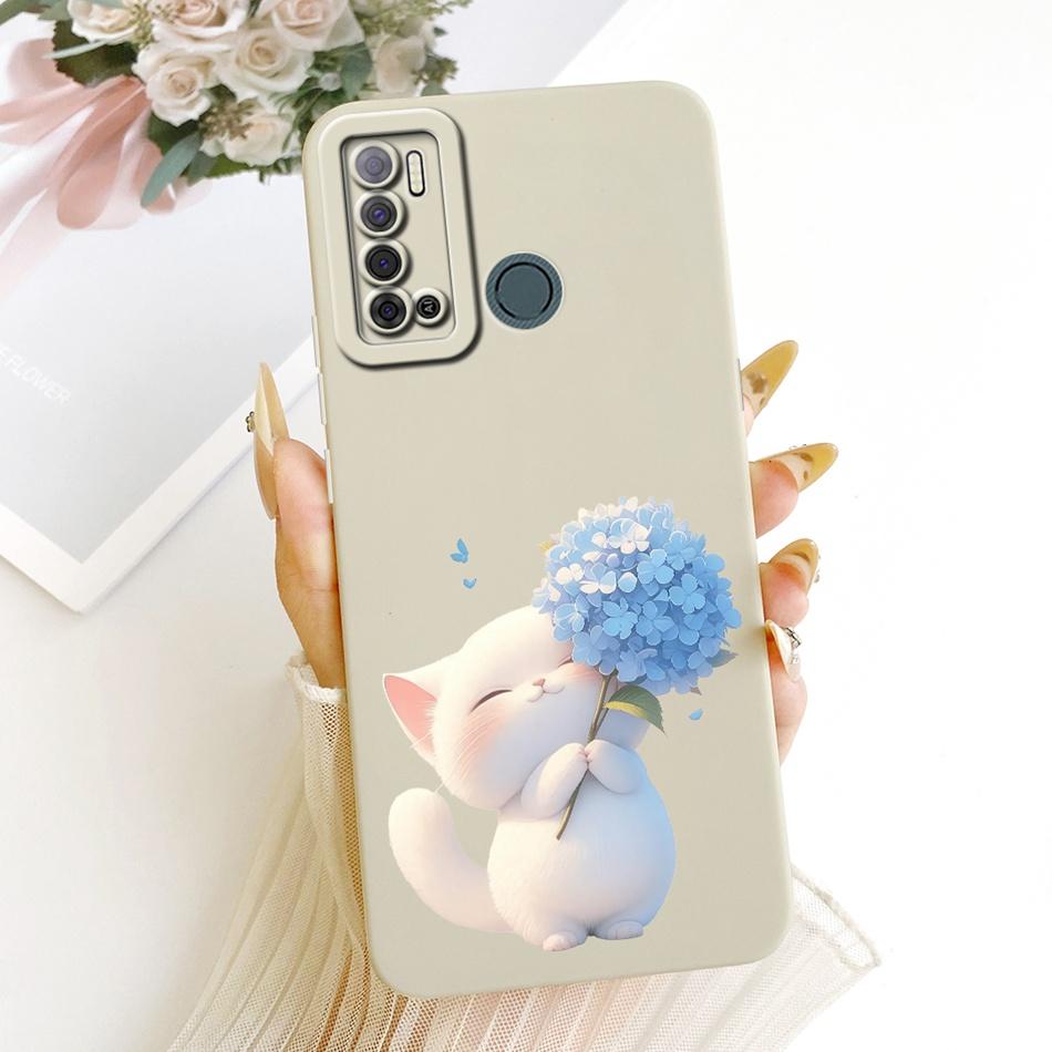 For Tecno Spark Power 2 LC8 Cute Cat Flower Cartoon Phone Case For Tecno Spark Power2 Shockproof Soft Silicone Bumpers