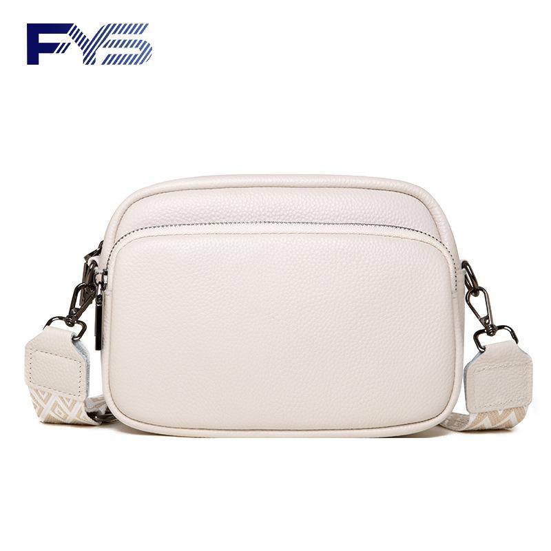 DENK Leather Women's Bag New Trendy Fashion Niche Shoulder Messenger Bag First Layer Cowhide Small Square Bag