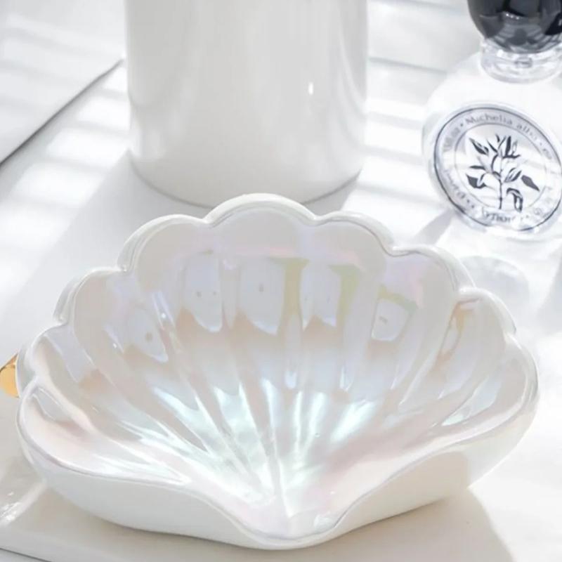 Ceramic Household Soap Box Shell Drain Soap Box No Punching Required