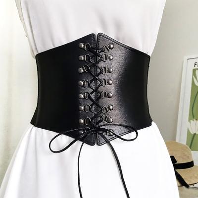 New Corset Punk Black Wide Belt Pu Leather Slimming Body Belts for Women Elastic High Waist Female Cummerbunds