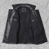 Chinese Size Long Jacket Men Genuine Leather Wind Coat Classic Black Plus Size Cowhide Jacket Casual Leather Cloth