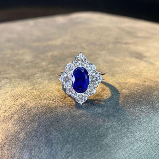 Fine Wedding Ladies Ring Romantic Sparkling Blue Diamond 925 Sterling Silver Engagement Rings For Women Jewelry Gift