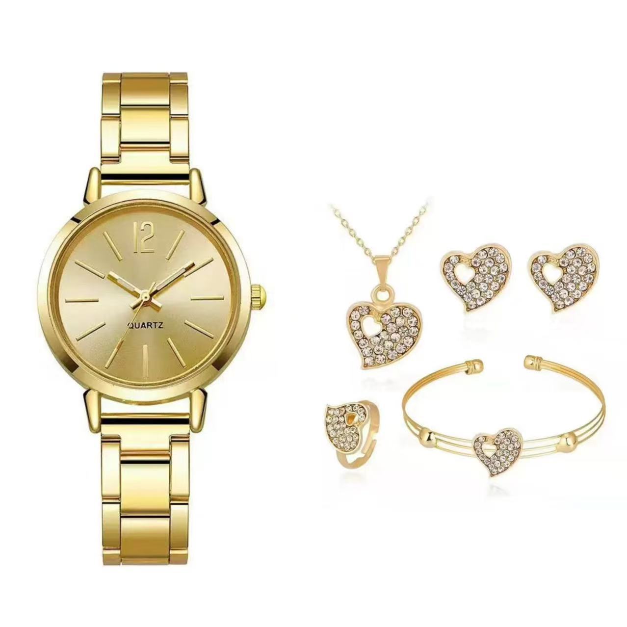 Watch Women S Fashion Narrow Strap Gold Steel Strap Quartz Watch Accessories Set Female Student Fashion Watch