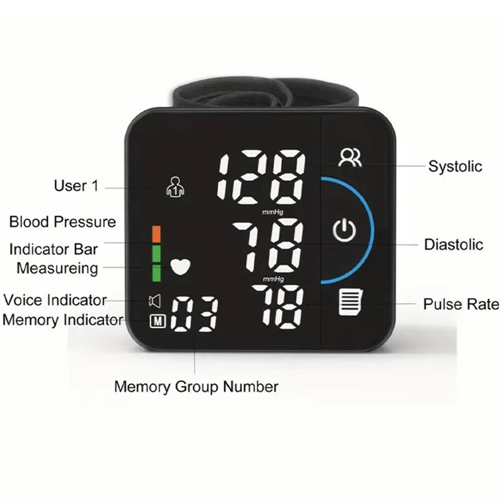 Digital Blood Pressure Monitor Upper Arm Bluetooth App Voice Broadcast LED Display Rechargeable BP Machine for Adults Elderly