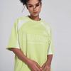 Reebok Color Block Fashion Letter Print Loose Knit Crew Neck Short Sleeve T-Shirt Unisex Tops Lime-Green 24SRM415UG01