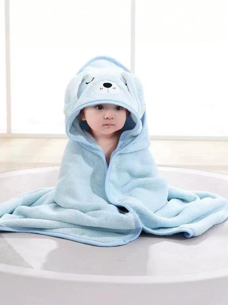 Children's Quick-Drying Coral Fleece Hooded Bathrobe Cloak Towel