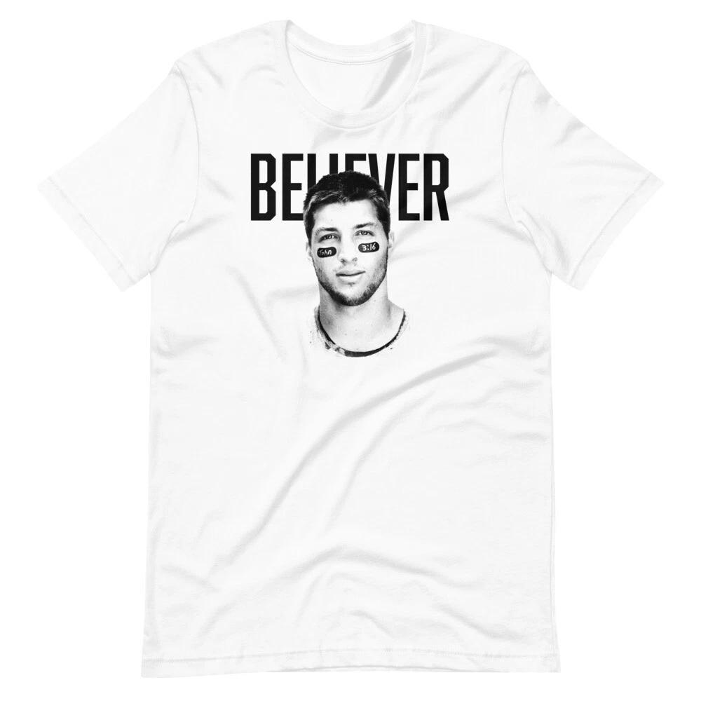 TIM TEBOW Believer Christian Athlete White Tee Short-Sleeve Unisex T-Shirt 2XL