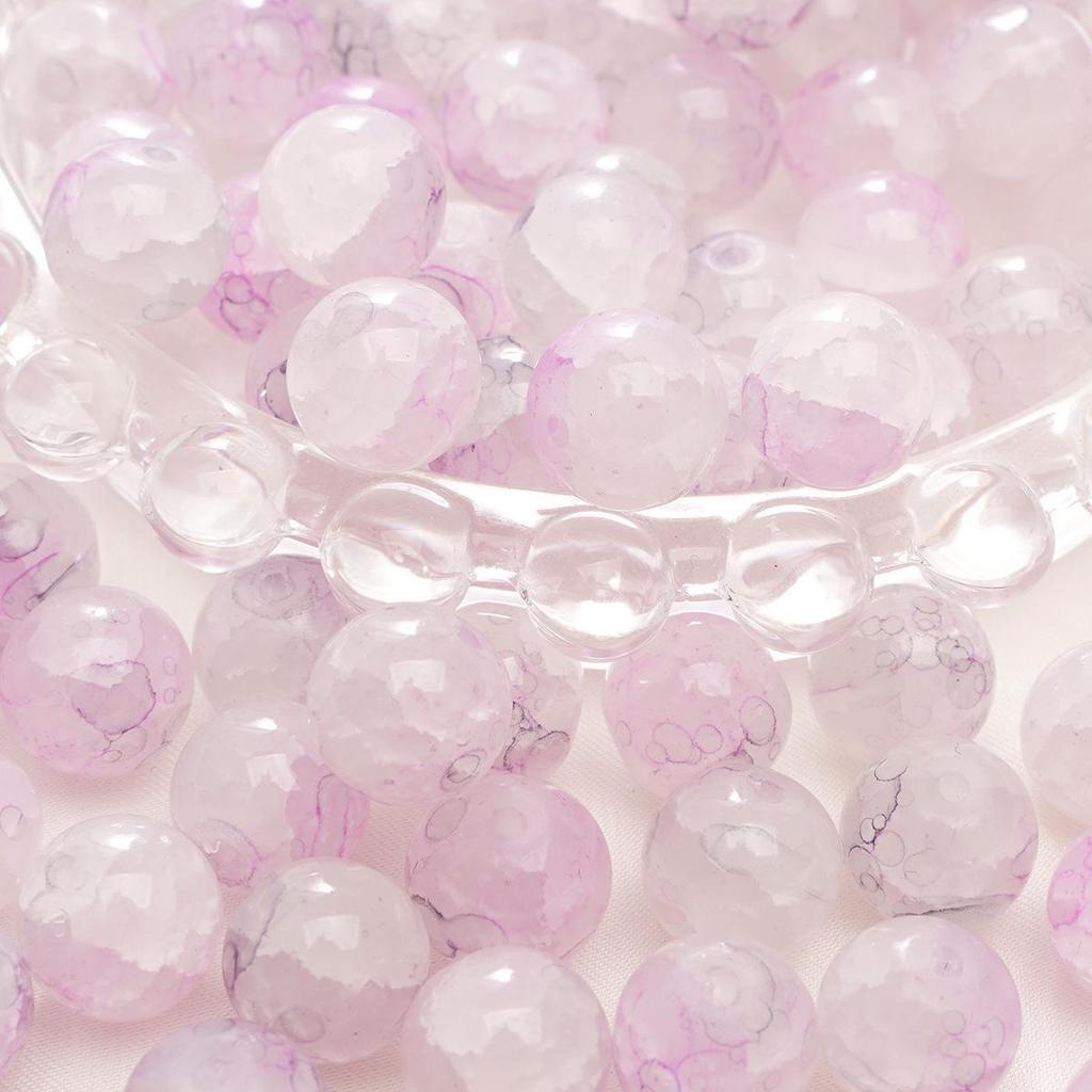 8-10mm Half-Sugar Bubble Glass Bead Bracelet - Handmade Round Loose Beads for Jewelry Making